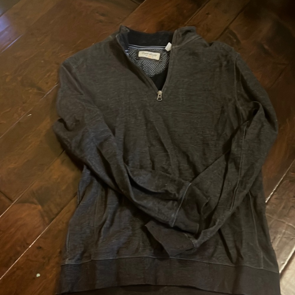 grey super cute and oversized quarter zip pullover vintage